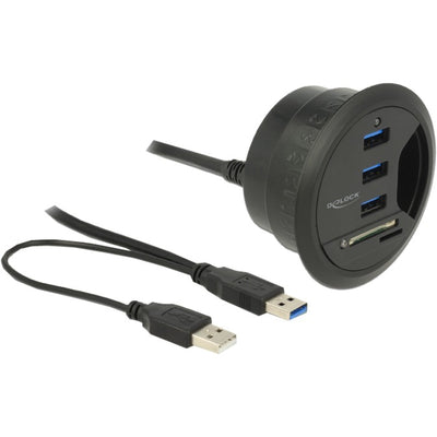 Delock In-Desk Hub 3 Port USB 3.0 + 2 Slot SD-Kartenleser