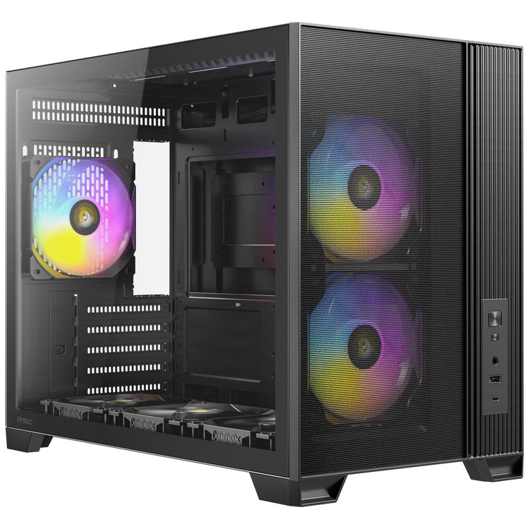 Antec Flux M Mini-Tower-Gehäuse (schwarz | 1x USB-A | 1x USB-C | gehärtetes Glas)