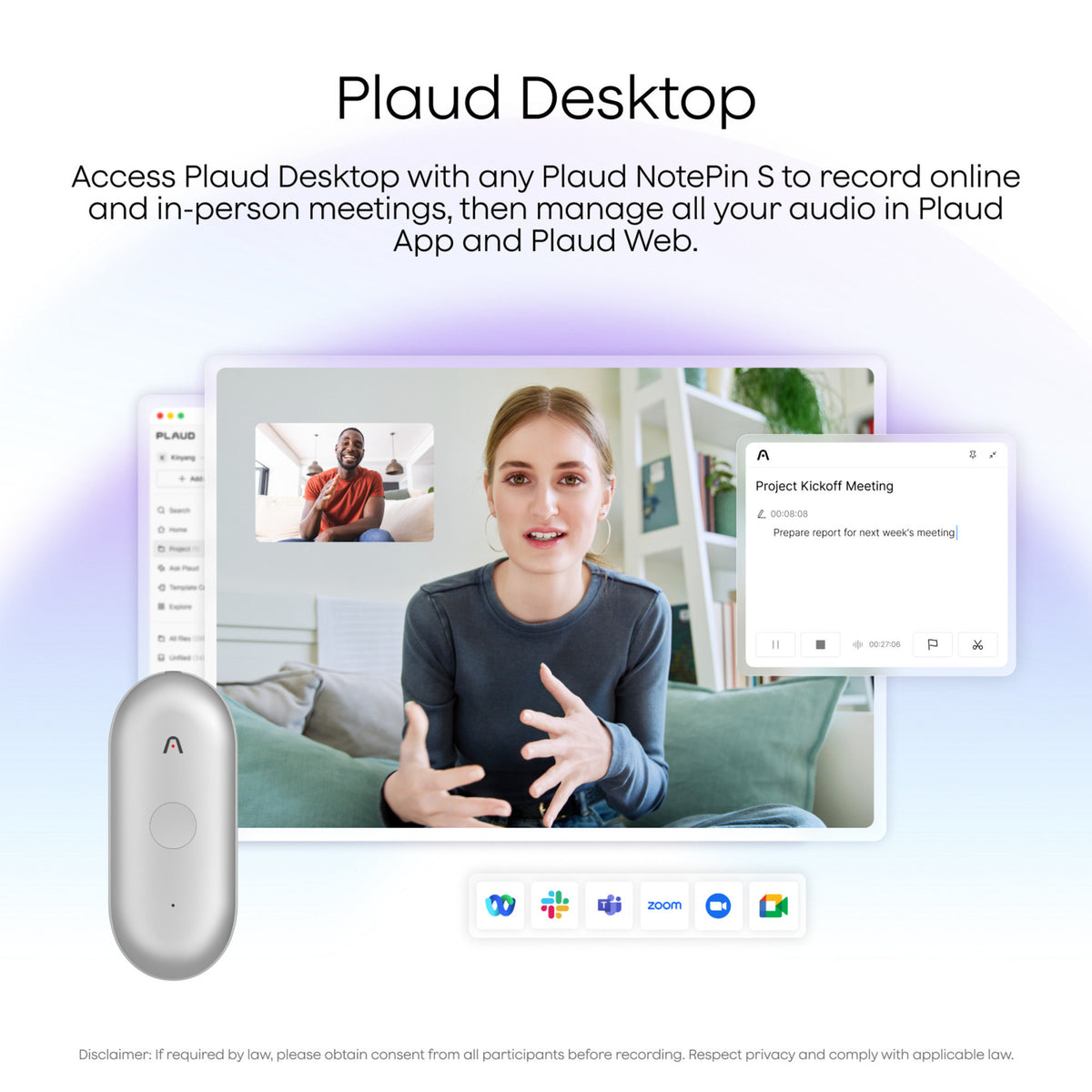 Plaud Notepin s Diktiergerät (schwarz, 64 GB, Bluetooth 5.2 BLE (Bluetooth Low Energy) Wi-Fi)