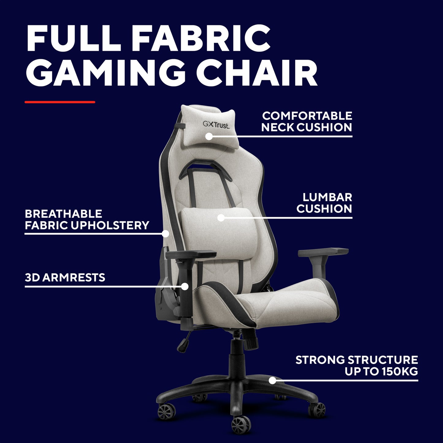 Trust GXT 723B Ruya bequemer Gaming-Stuhl aus Stoff