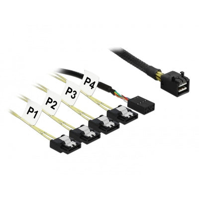 Delock Mini SAS HD SFF-8643> 4x SATA 7 PIN Rückwärtsgang + SID