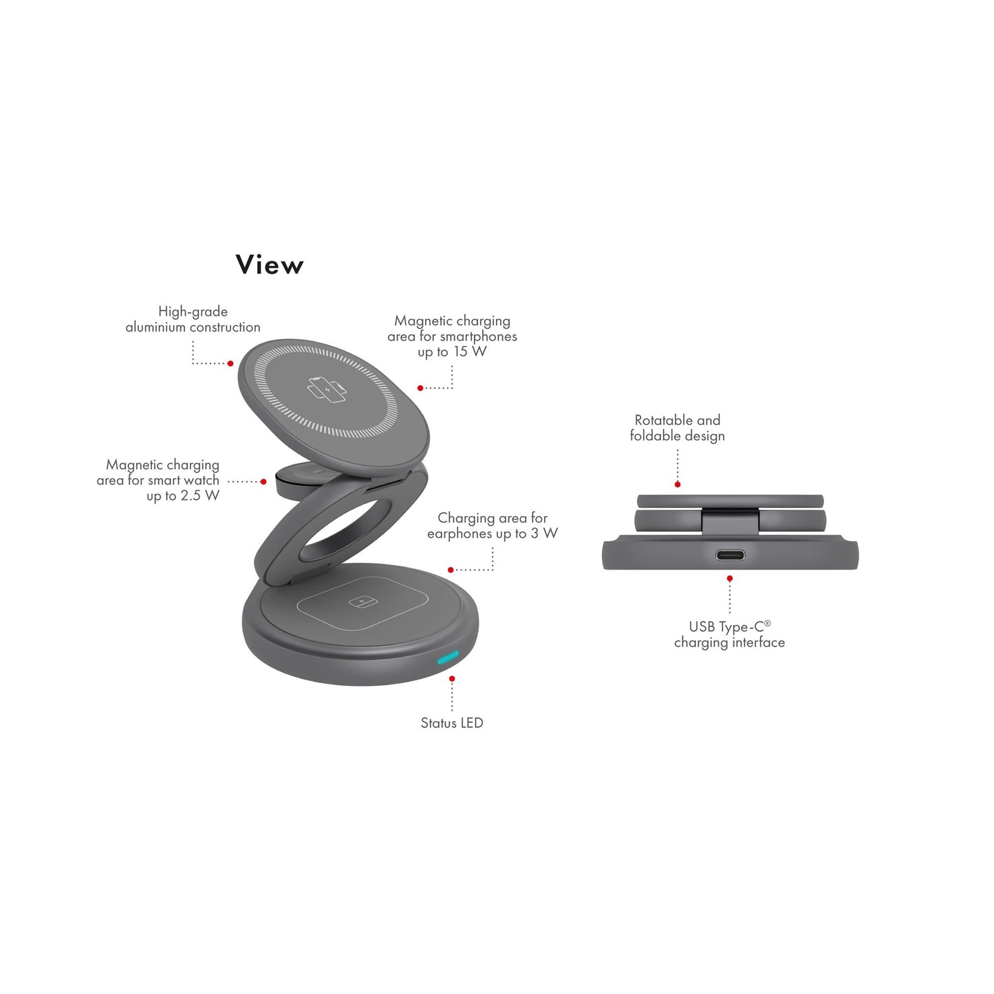 Eise Box 3-in-1 faltbare drahtlose Ladestation