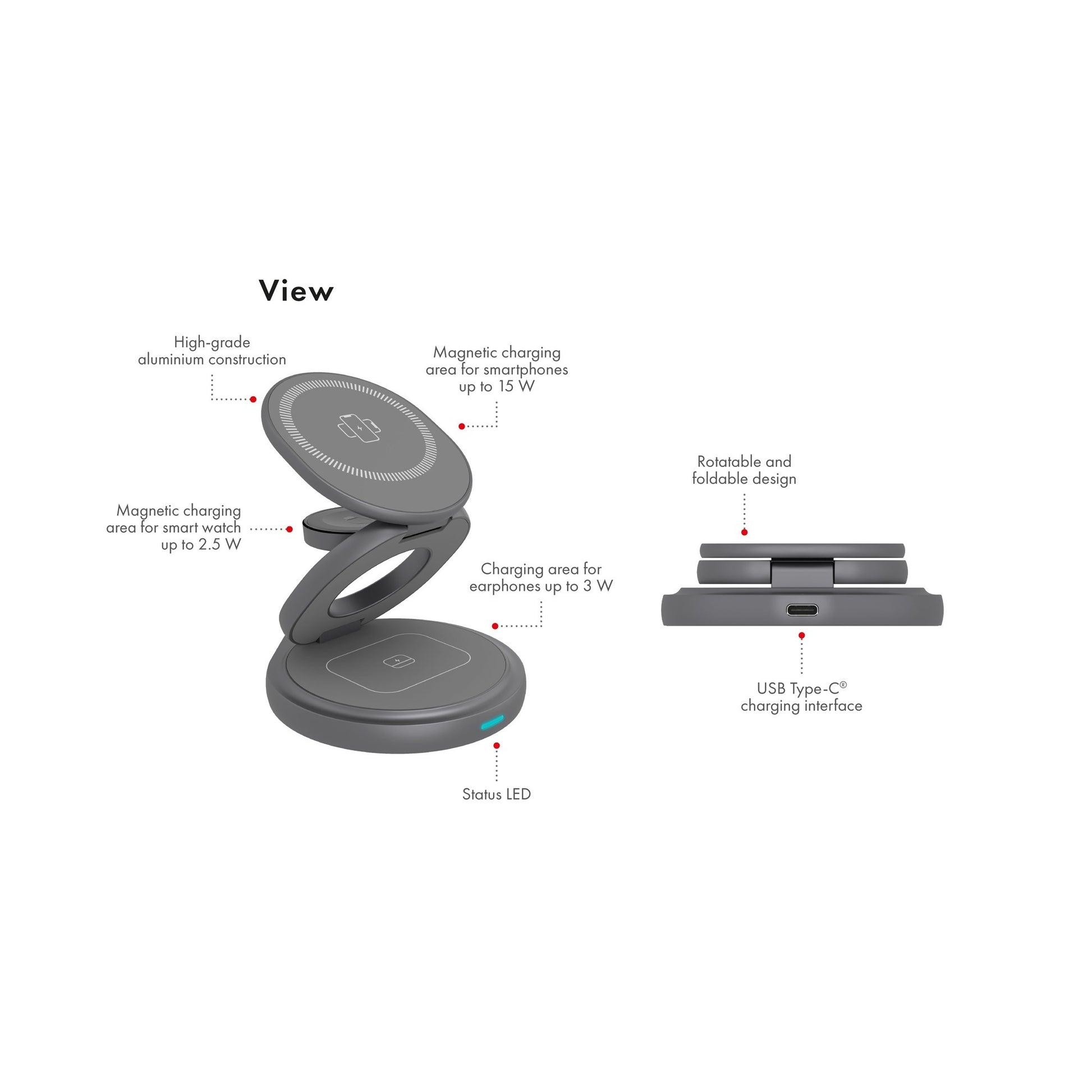 Eise Box 3-in-1 faltbare drahtlose Ladestation