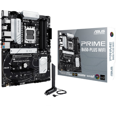 Asus Prime B650-Plus WiFi Sockel AM5 Mainboard (Schwarz Silber, RAID, 2,5GB-LAN, WiFi 6e, BT 5.3, Sound, ATX)