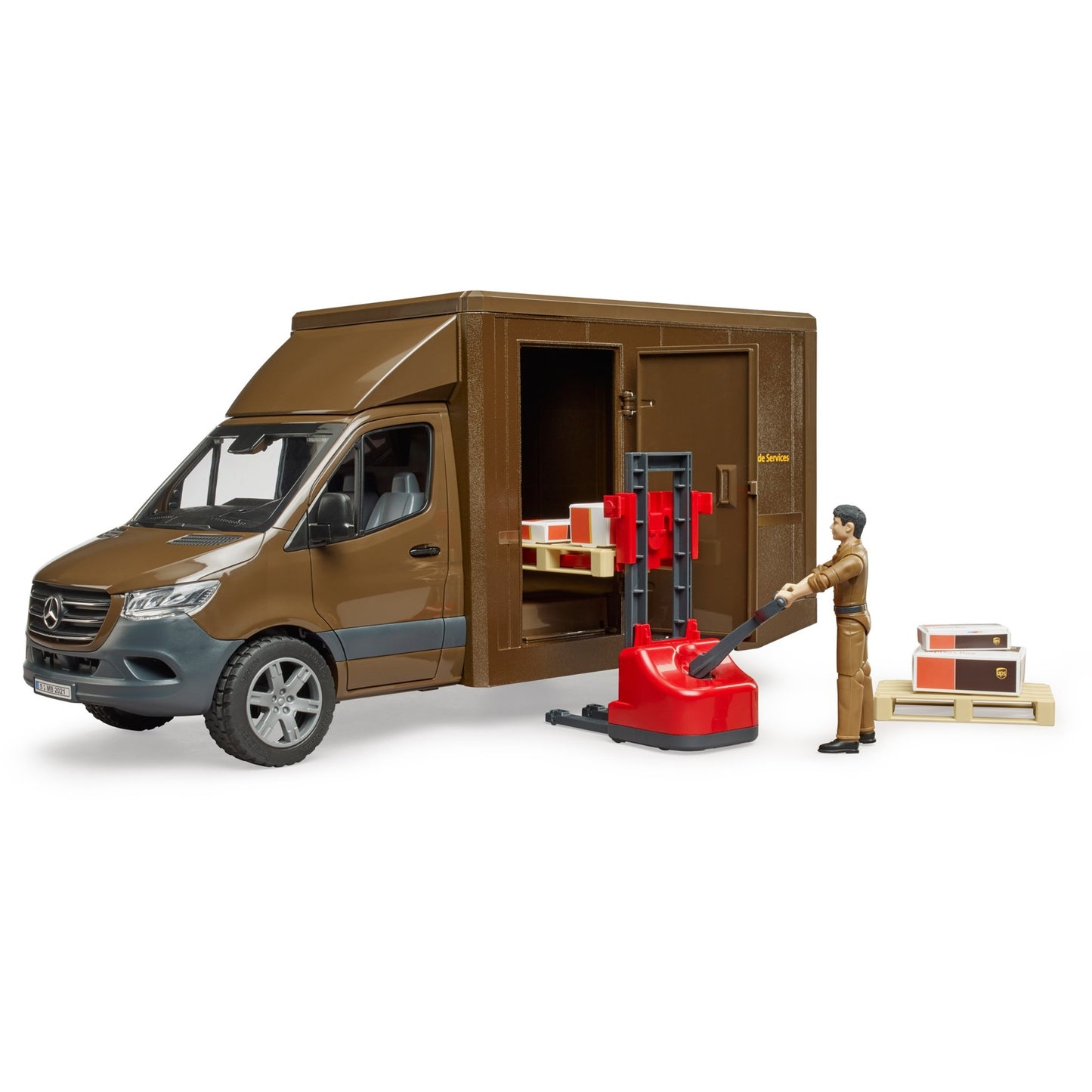 BRUDER MB Sprinter Ups mit Treiber und Zubehör