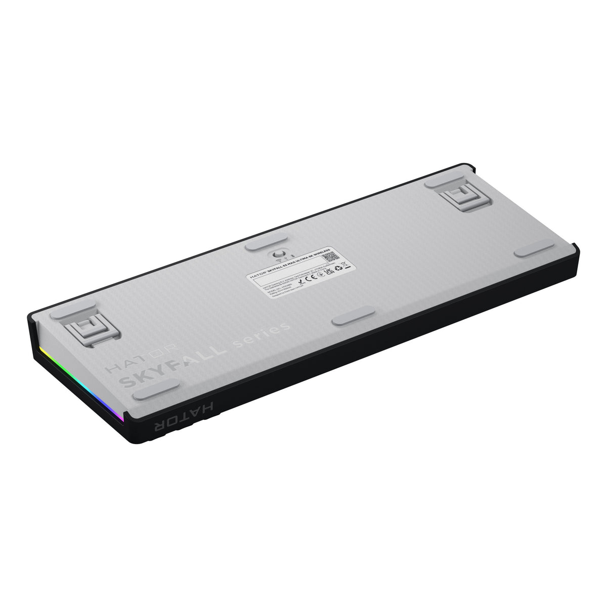 Hator Skyfall Mag Ultima 8K Wireless, Gaming-Tastatur (schwarz, US-Layout, Hator Aurum Ice, 65 %, RGB, Double-Shot PBT, Hot-Swap, 2,4 GHz Bluetooth USB-C)