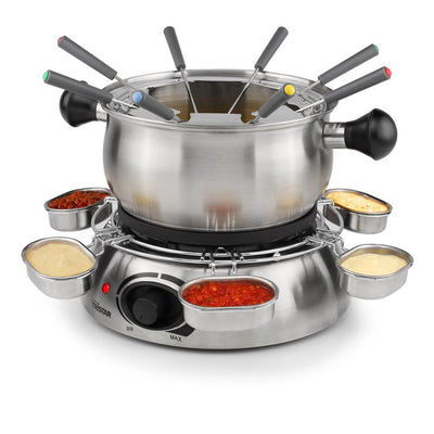 Tristar fo-1100 Fondue (Edelstahl, 8 Personen, 1300 W, geeignet für Öl, Schokolade und Käse)
