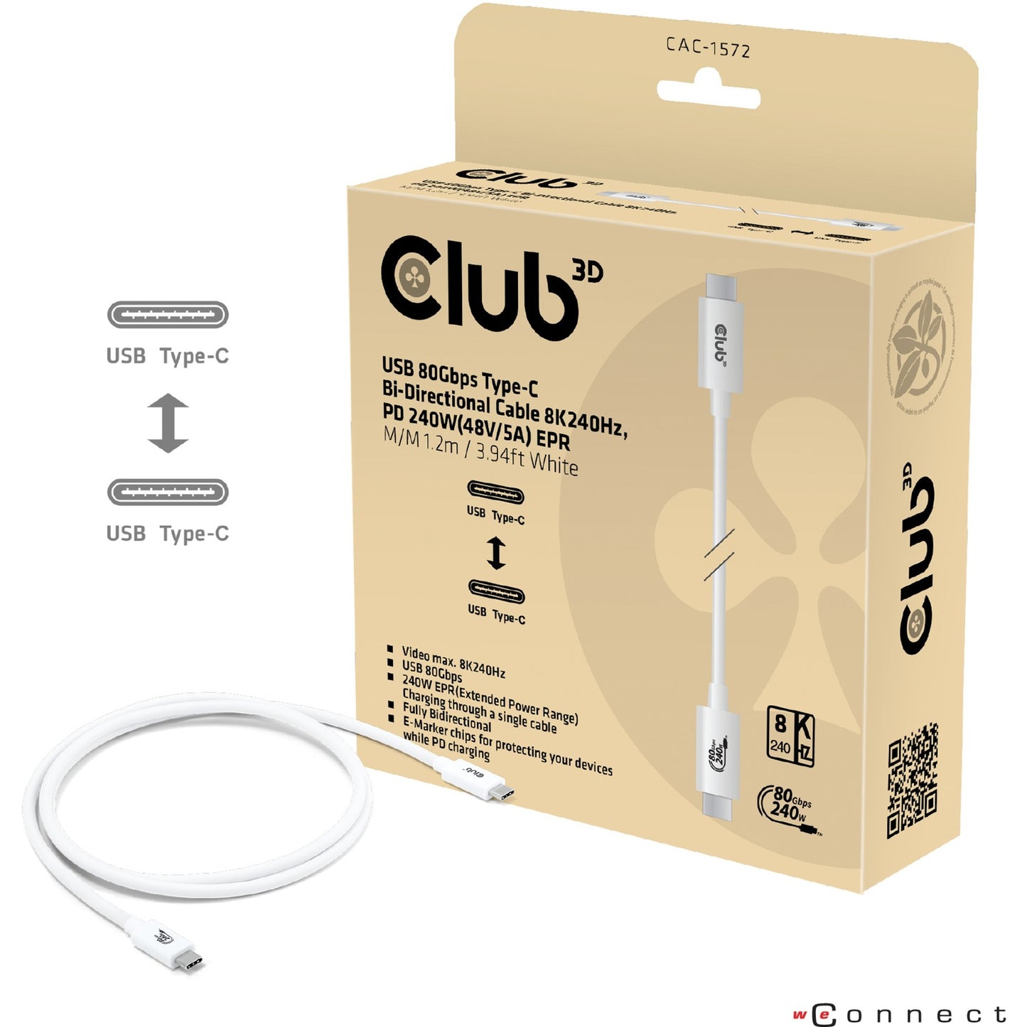 Club 3D USB-C 80Gbit / s zertifiziert 240W 8K 240 Hz