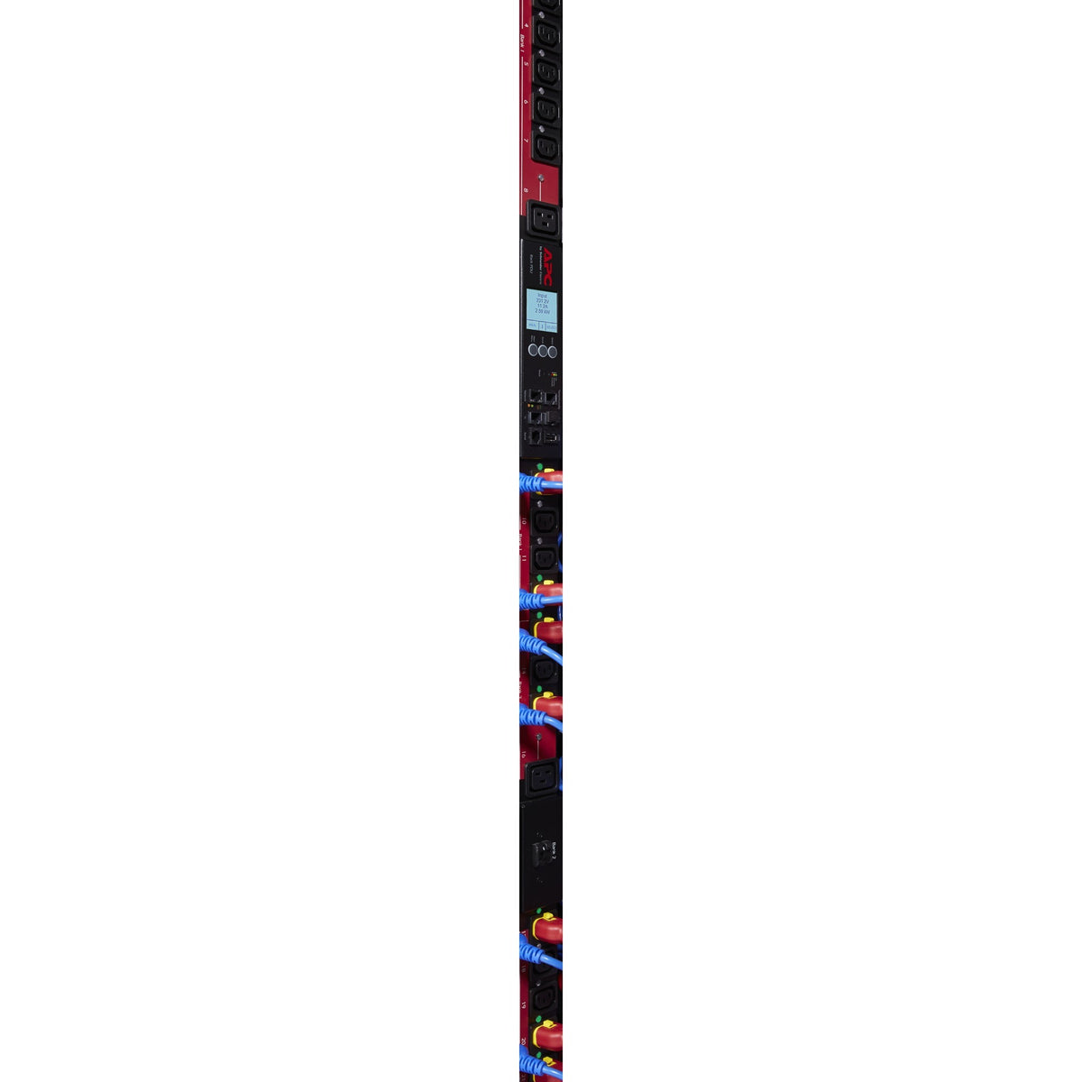 APC ap8681redx667 – Switched Metered-by-Outlet PDU (schwarz rot, 0 Std., 400 V, (21 x) C13 (3 x) C19, IEC 309, 16 A, 3-Phasen-Stecker)