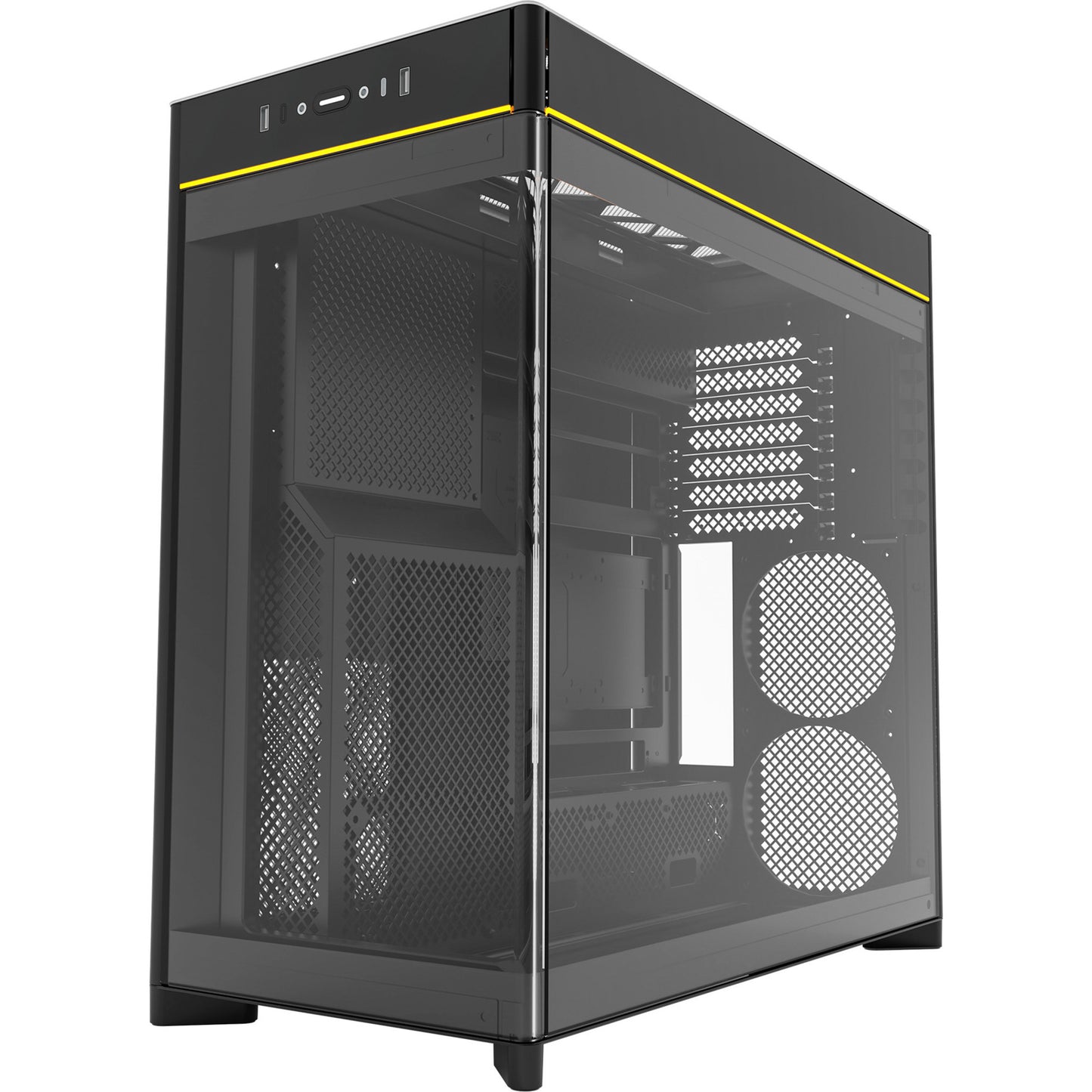 Montech HS02 Midi-Tower-Gehäuse (schwarz | 2x USB-A | 1x USB-C | RGB | gehärtetes Glas)