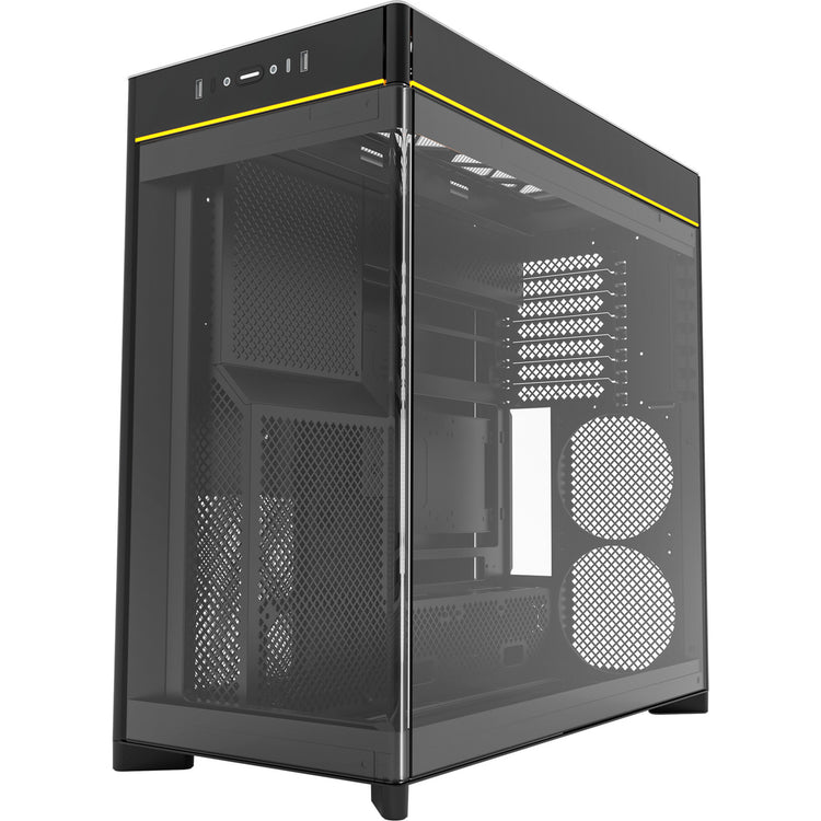 Montech HS02 Midi-Tower-Gehäuse (schwarz | 2x USB-A | 1x USB-C | RGB | gehärtetes Glas)