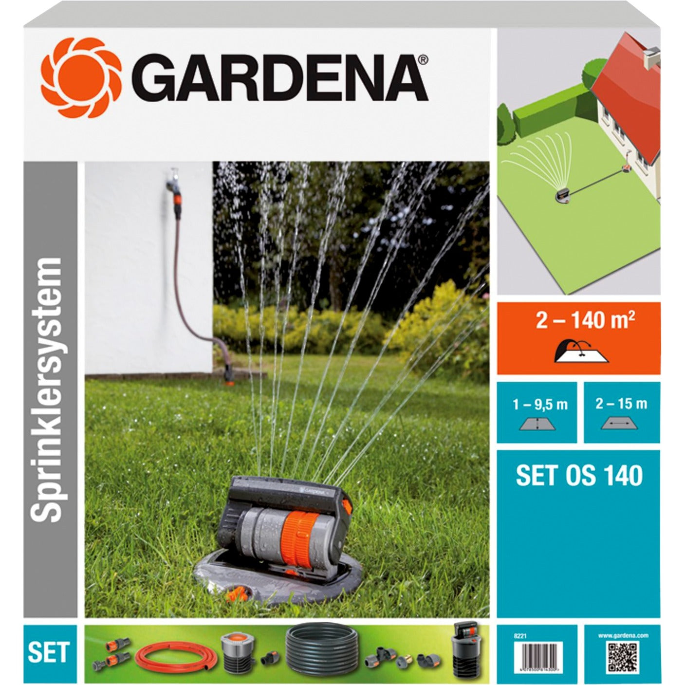 Gardena Set mit versunkenem Drehsprühgerät OS 140