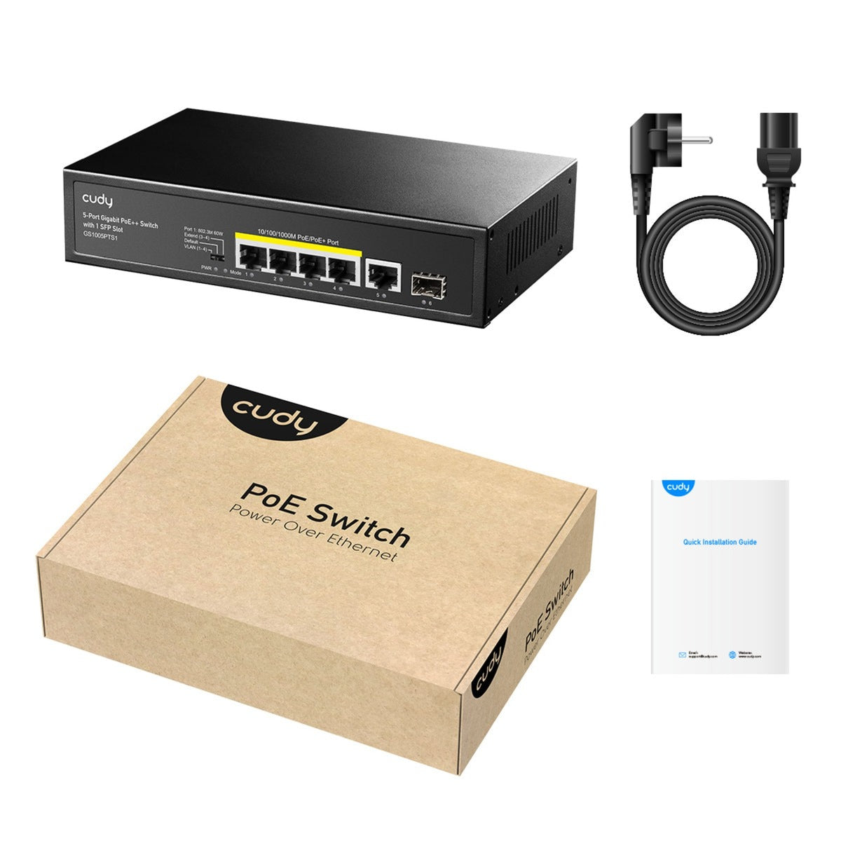 Cudy 5-Port 10 1000 POE+ Schalter mit 1 SFP-Port