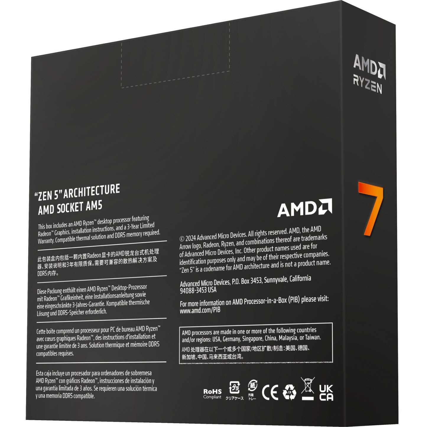 AMD Ryzen 7 9700x, 3,8 GHz (Turbo -Boost)
