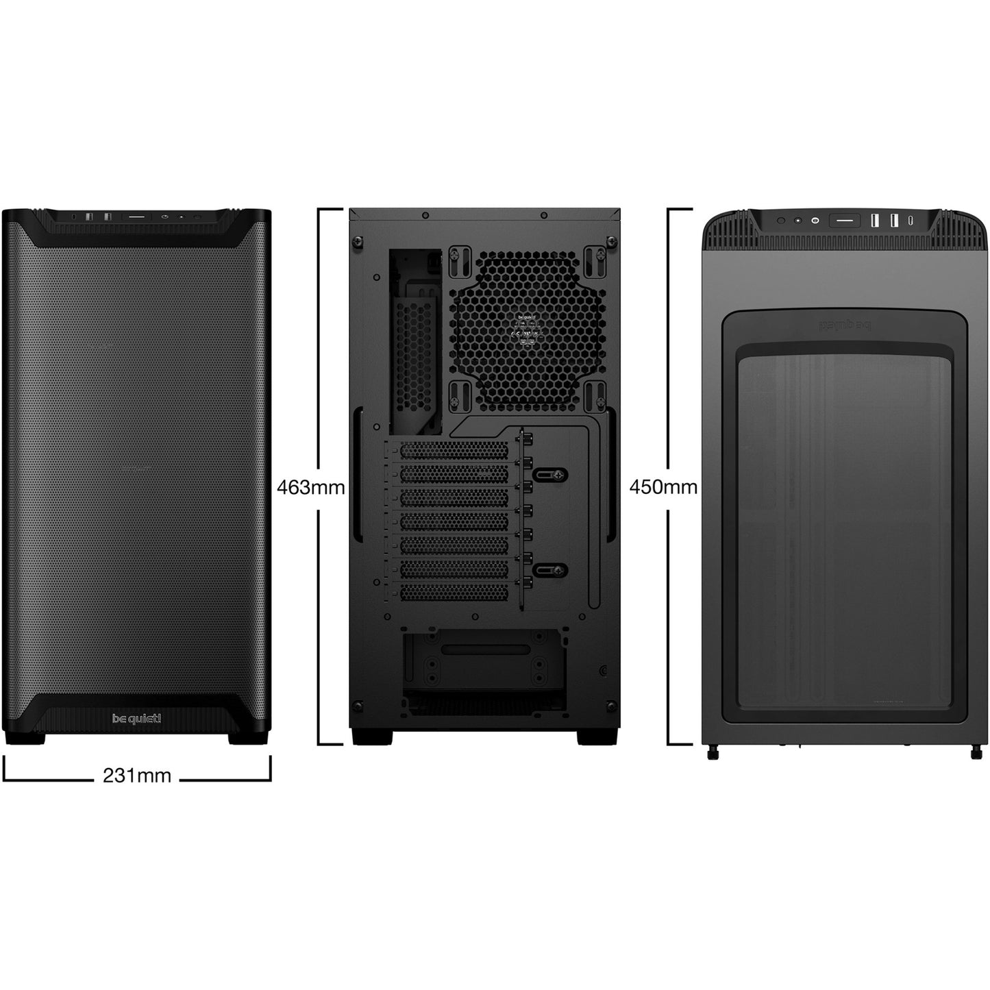 Ruhig sein! Pure Base 501 Airflow Midi-Tower-Gehäuse (schwarz | 2x USB-A | 1x USB-C)