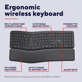 Drahtlose ergonomische Trust Keyra-Tastatur (schwarz, US-Layout, Bluetooth 2,4 G USB) - afbeelding 10