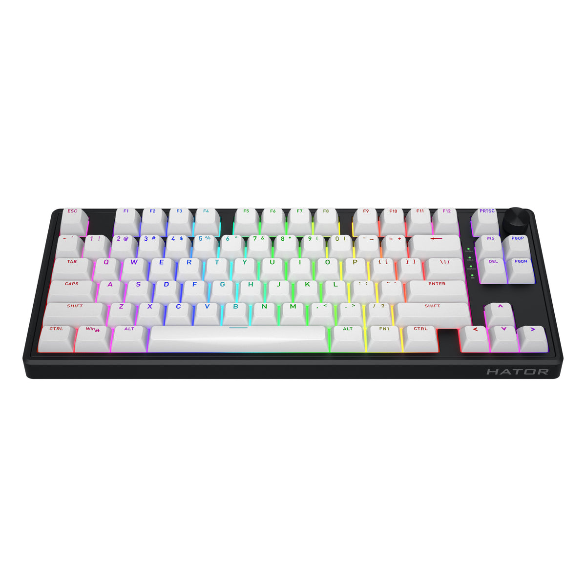Hator Skyfall Wireless, Gaming-Tastatur (Schwarz, US-Layout, Hator Aurum Lemon, 80 % (TKL), RGB, Double Shot ABS, Hot-Swap, 2,4 GHz Bluetooth USB-C)