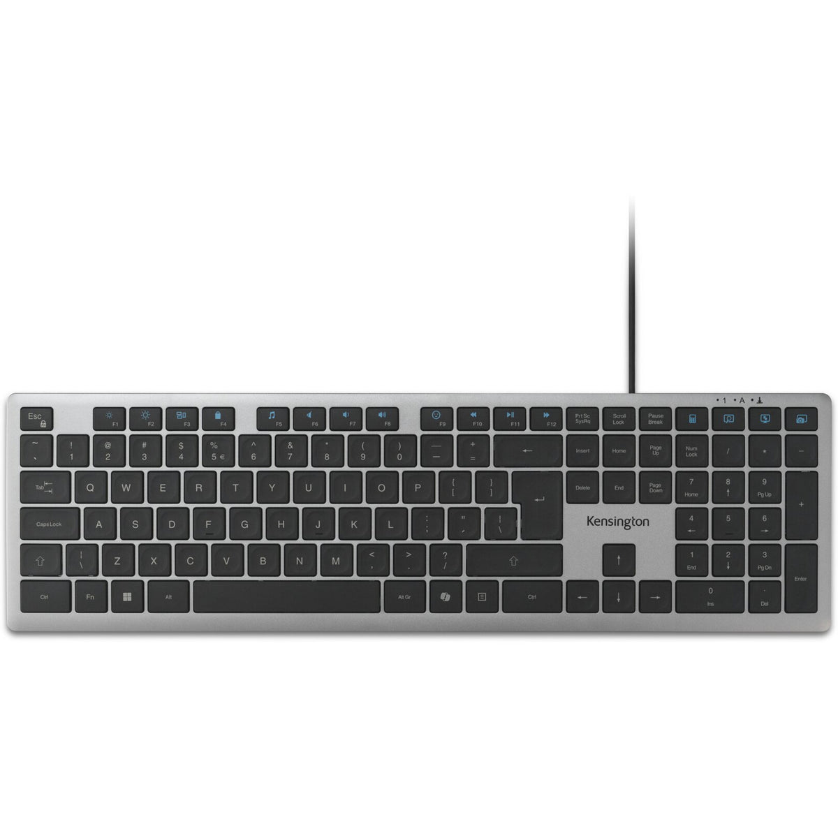 Kensington KB515 EQ USB-C USB-A kabelgebundene Tastatur (grau, US-internationales Layout (QWERTY), Scherenschalter, 100 %)