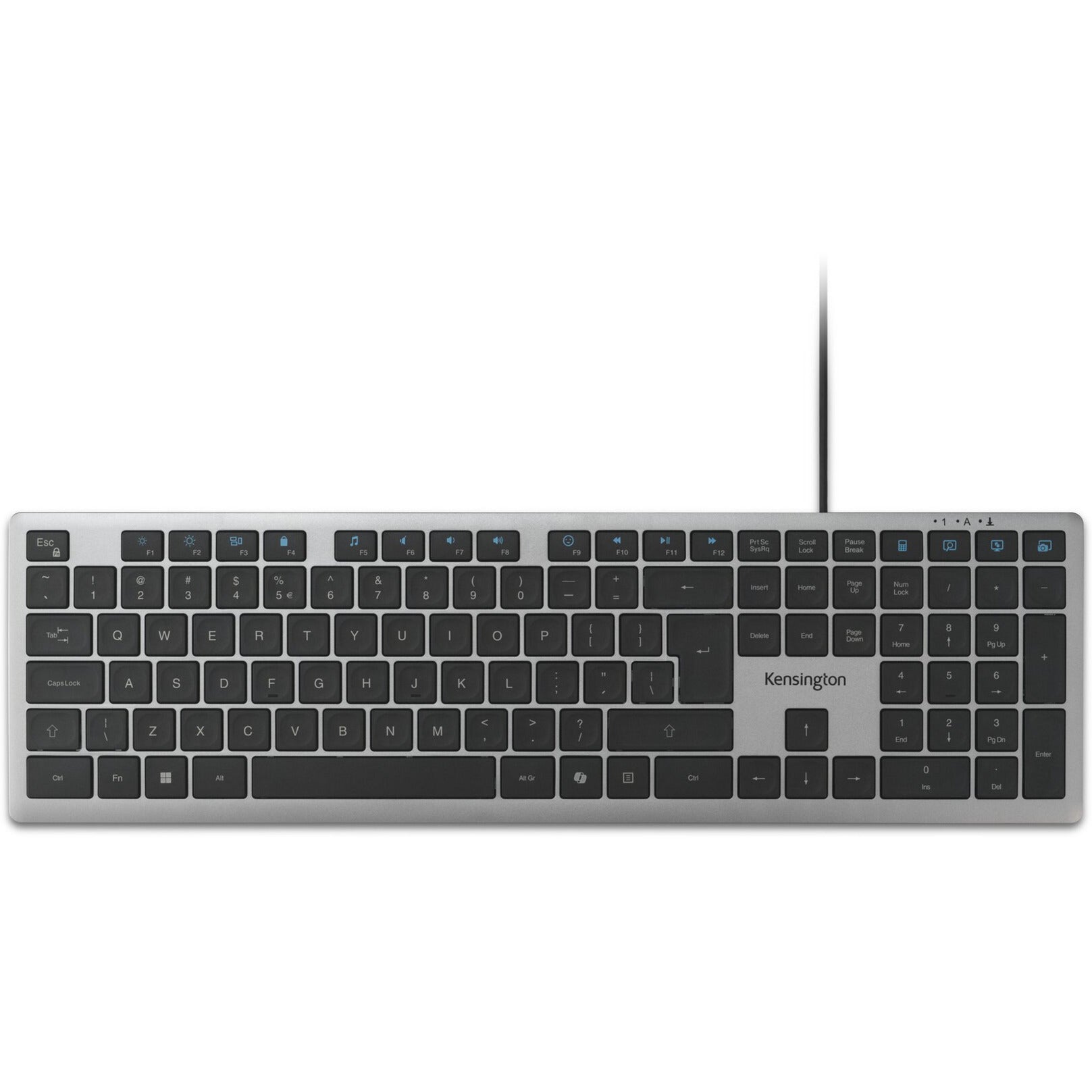 Kensington KB515 EQ USB-C USB-A kabelgebundene Tastatur (grau, US-internationales Layout (QWERTY), Scherenschalter, 100 %)