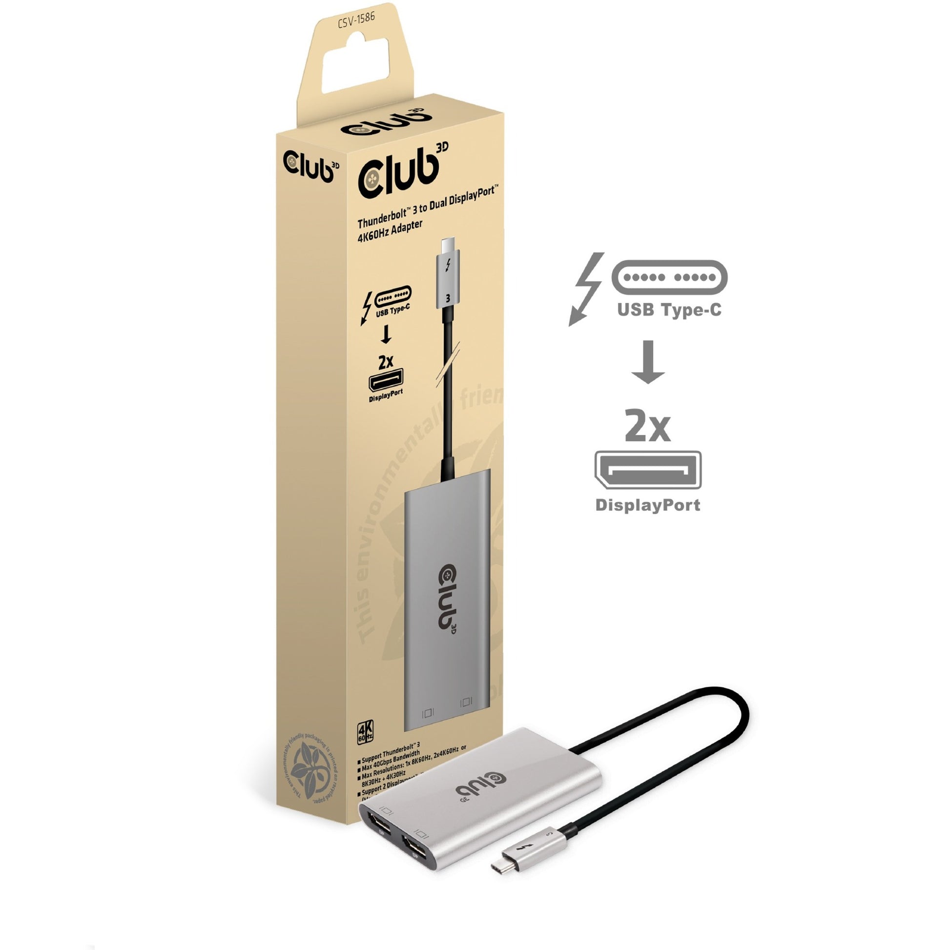 Club 3d Thunderbolt 3 zu Dual DisplayPort