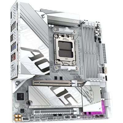 Gigabyte B850M Aorus Elite WiFi6E Ice Socket AM5 Mainboard (silberweiß, RAID, 2,5GB-LAN, WiFi 6E, BT, Sound, µATX)
