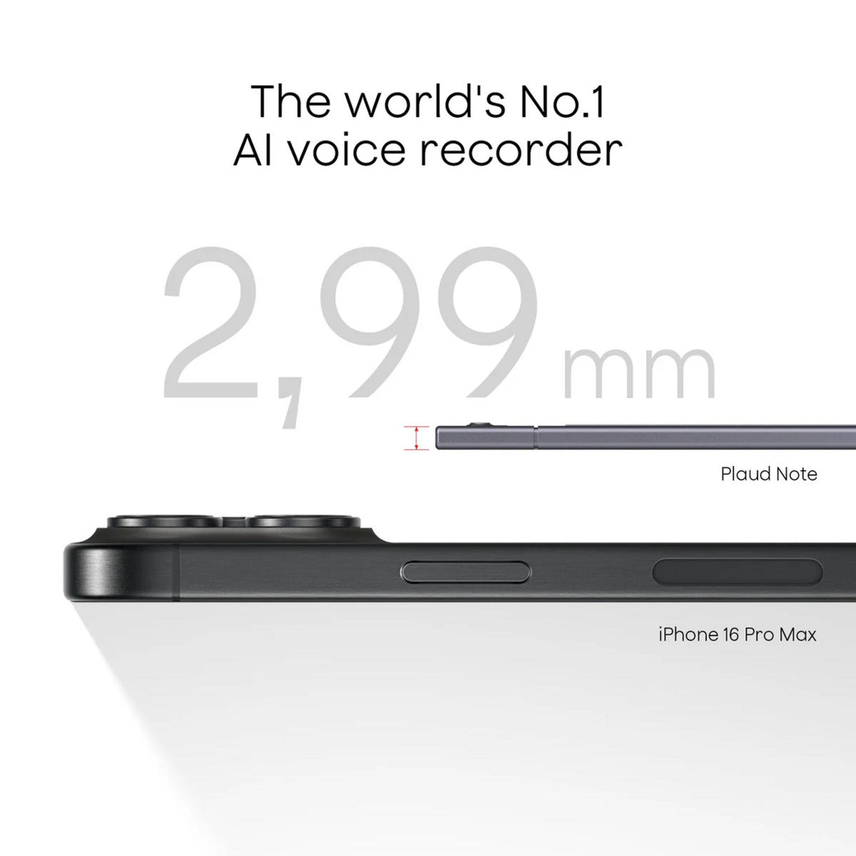 Plaud Notiz-Diktiergerät (Silber, 64 GB, Bluetooth (BLE 5.2), WLAN (2,4 GHz))