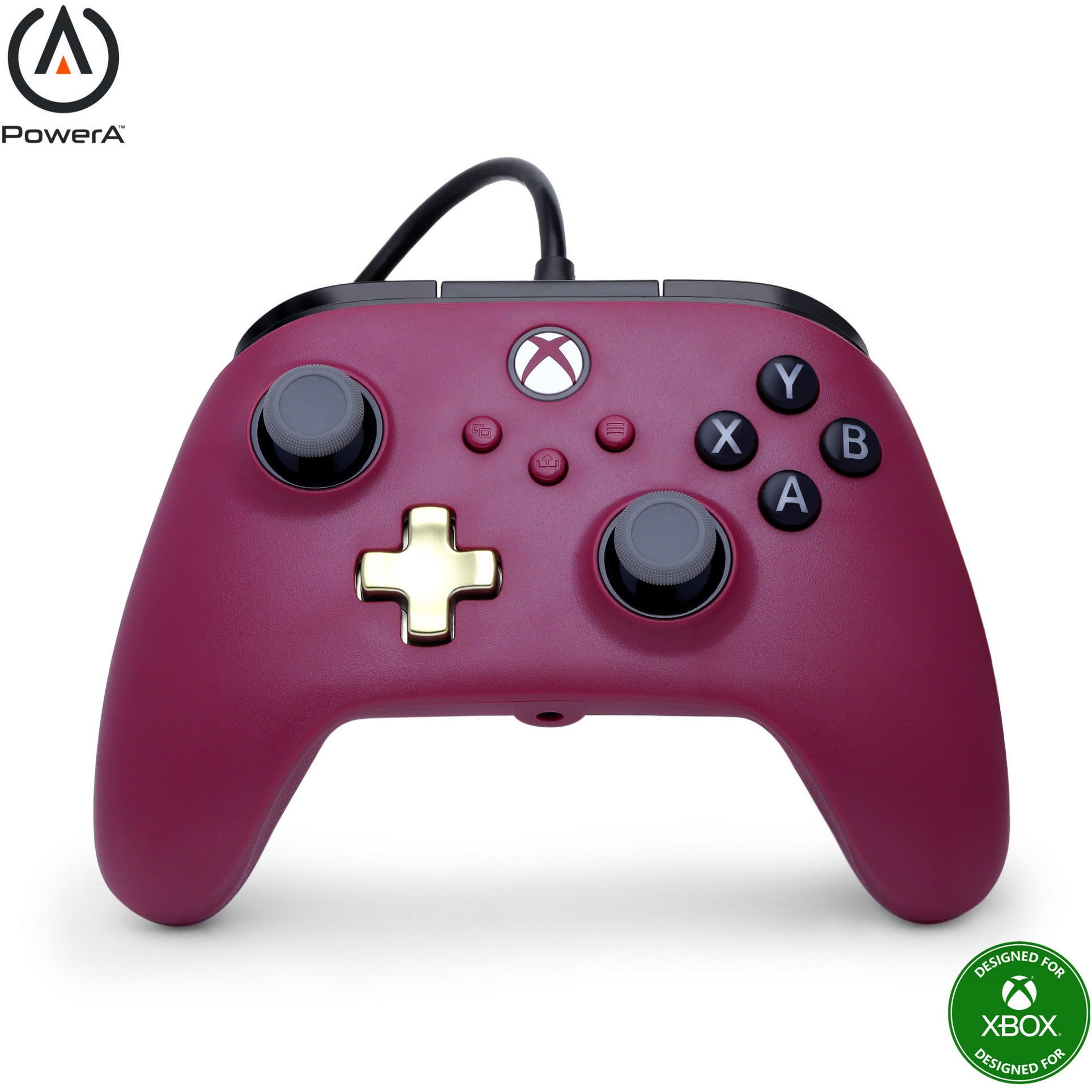 Powera Advantage Plus Kabelgebundener Controller für Xbox Series X|s – Ruby (Dunkelrot, Xbox Series X|s, Xbox One, PC)