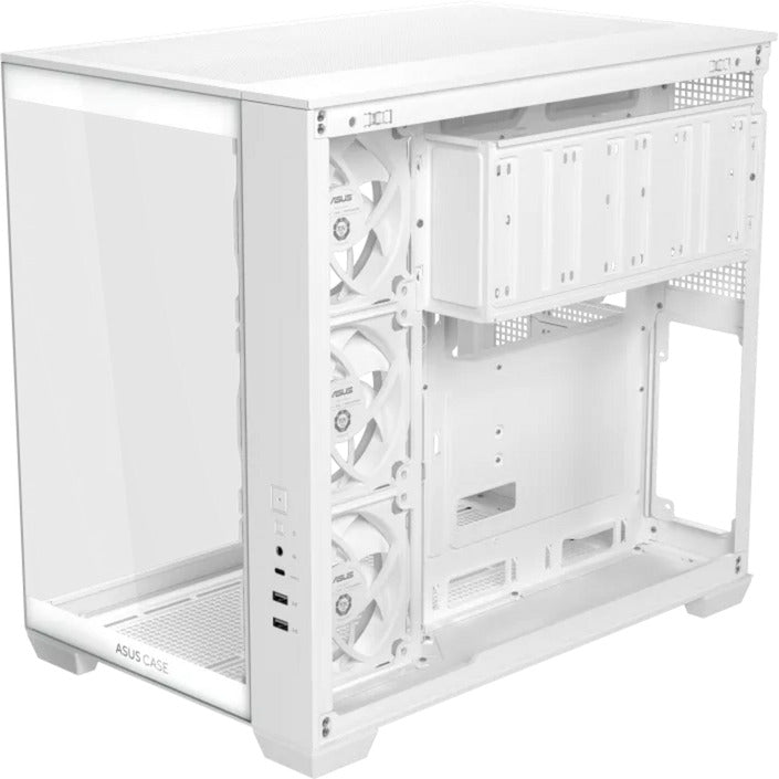 Asus a32 plus Midi-Tower-Gehäuse (weiß | 2x USB-A | 1x USB-C | RGB | gehärtetes Glas)