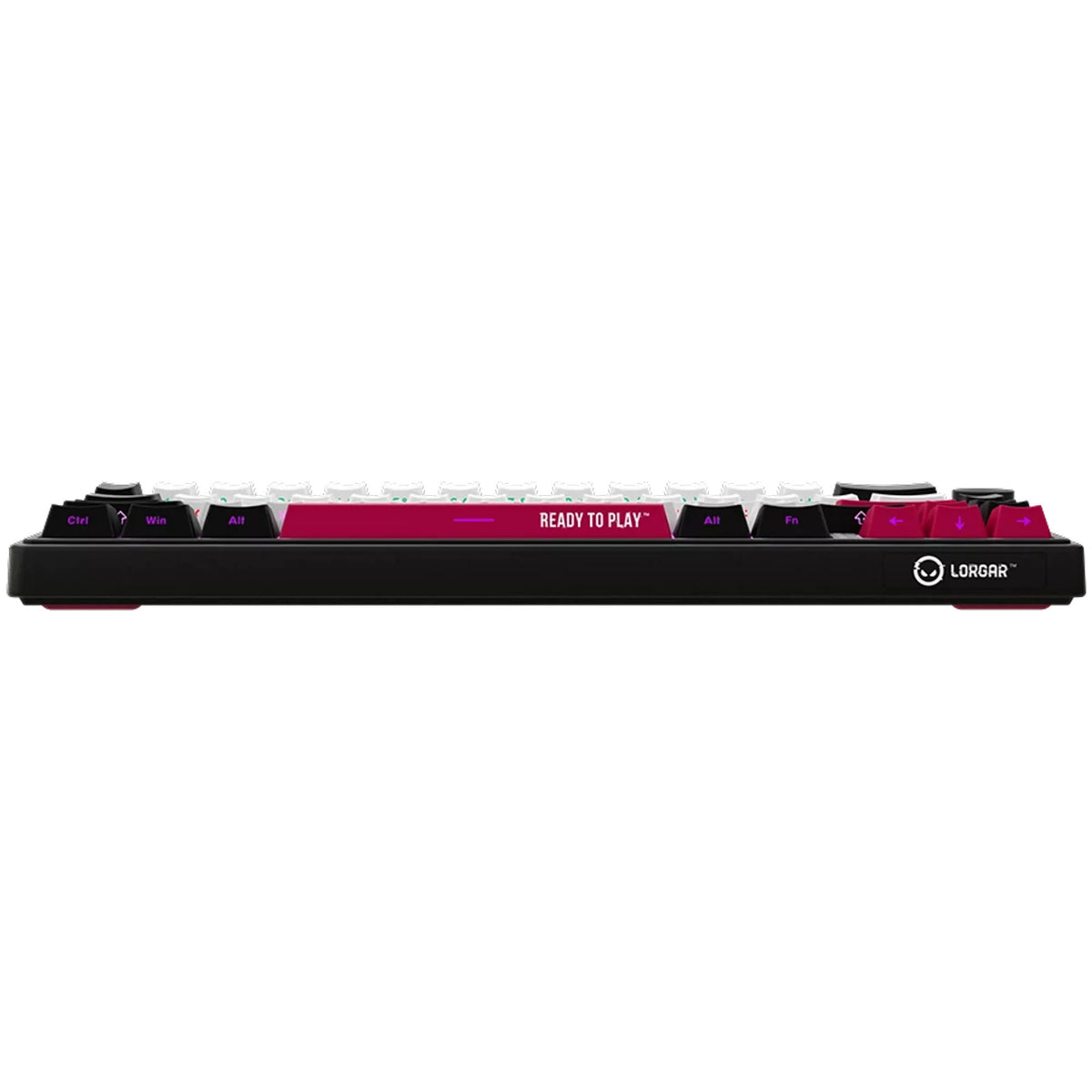 Lorgar kbp70mw, Gaming-Tastatur (schwarz, US-Layout, logar toxic purple, 65 %, RGB, Hot-Swap-fähig, PBT Double-Shot, Bluetooth 2,4 GHz USB)
