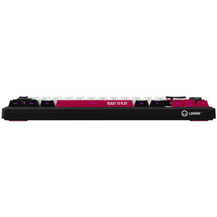Lorgar kbp70mw, Gaming-Tastatur (schwarz, US-Layout, logar toxic purple, 65 %, RGB, Hot-Swap-fähig, PBT Double-Shot, Bluetooth 2,4 GHz USB)