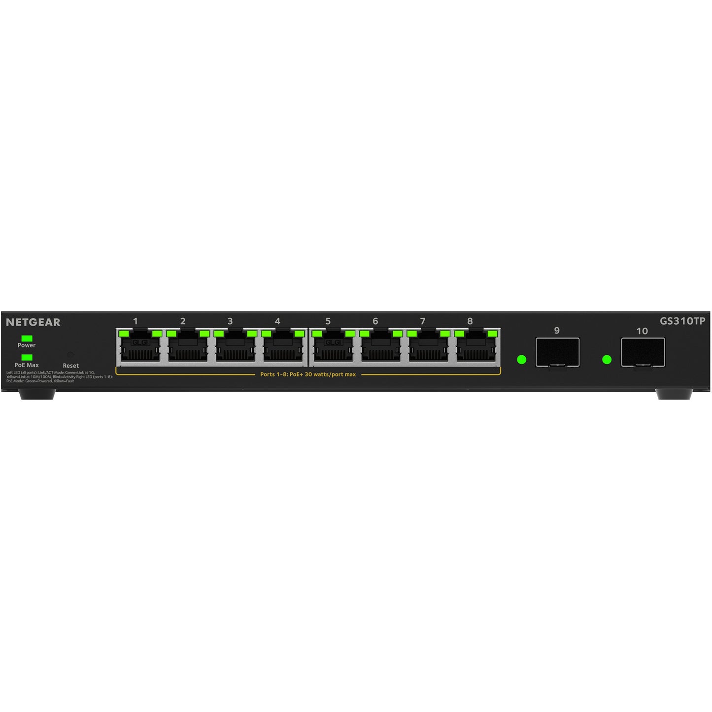 Netgear gs310tpv2 Switch (schwarz, 55w PoE-Budget)