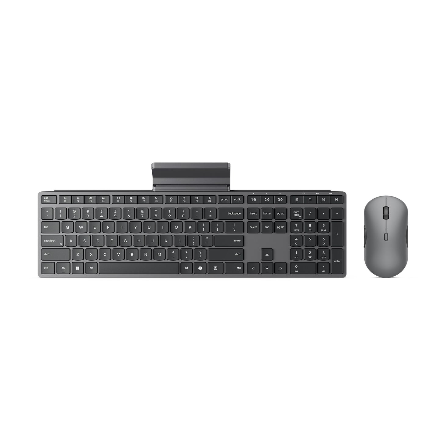Lenovo 700 modernes kabelloses Kombi-Desktop-Set für mehrere Geräte (grau, US-Layout (QWERTY), 100 %, 4000 dpi, 2,4 GHz, BT 5.3, USB-A)