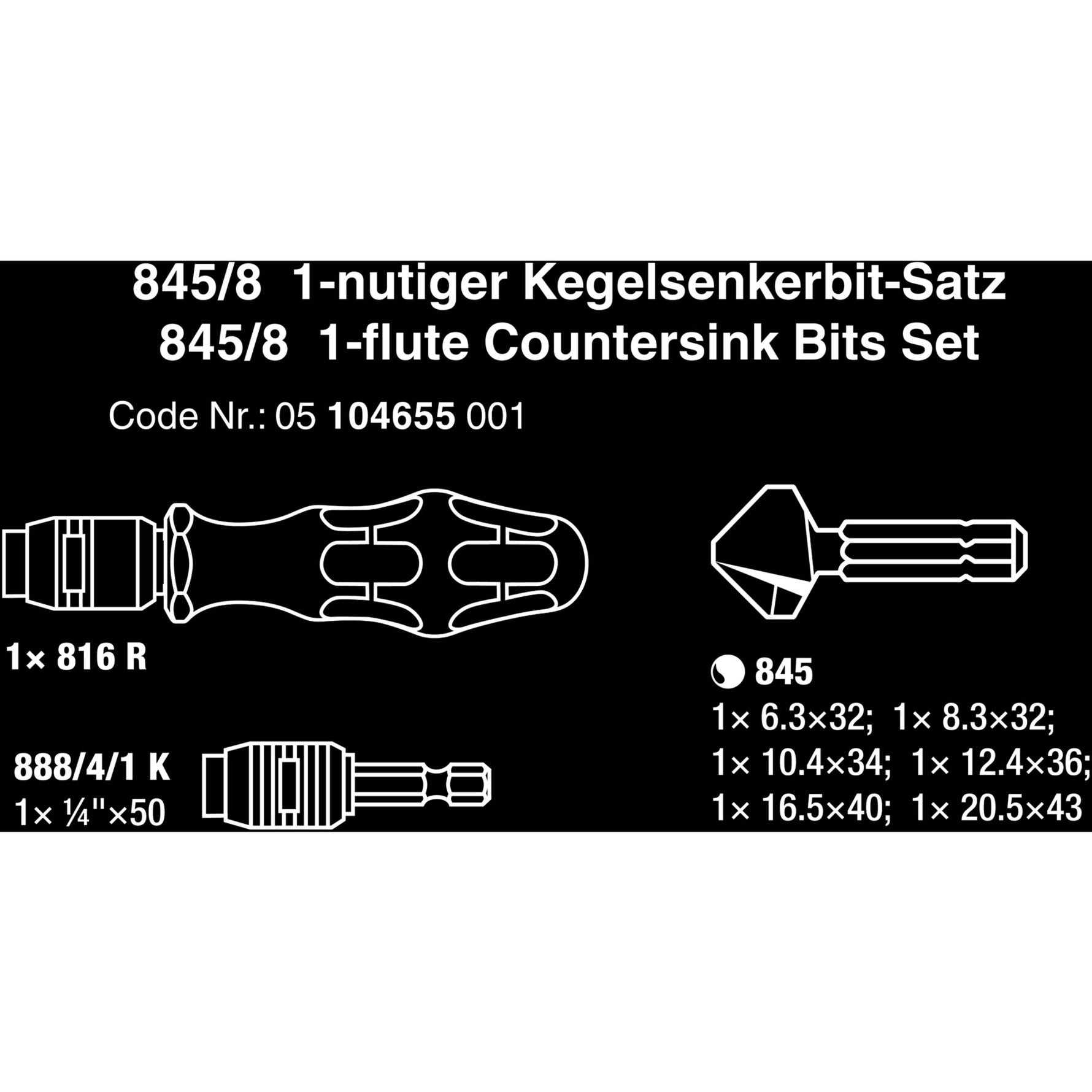 Wera 845 8 Galvanning-Bit-Set, 8-Stück