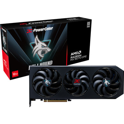 Powercolor Radeon RX 9070 Gre Hellhound 12GB GDDR6 Grafikkarte (schwarz, RDNA4, 3x Display Port, 1x HDMI 2.1)