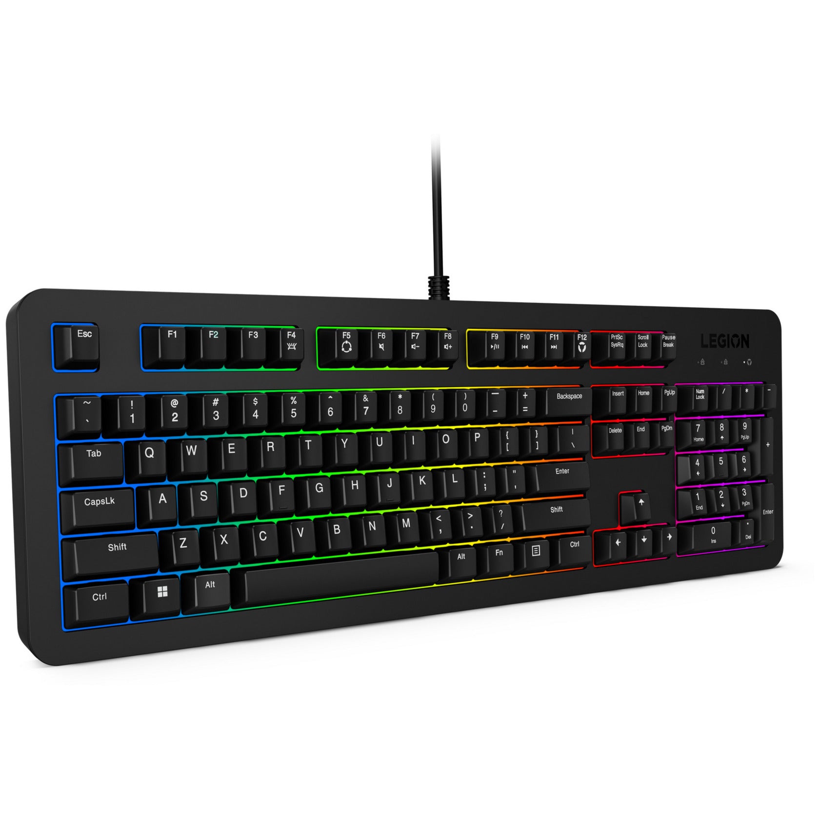 Lenovo Legion K310 RGB-Gaming-Tastatur (schwarz, US-Layout (QWERTY), Membran, 100 %, Membranschalter, RGB, USB)