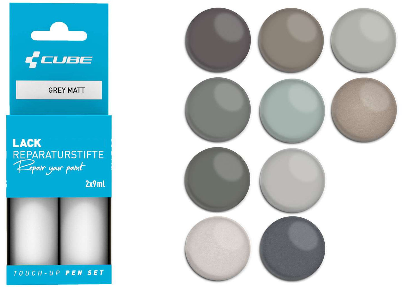 Cube Lackstift-Set grau matt