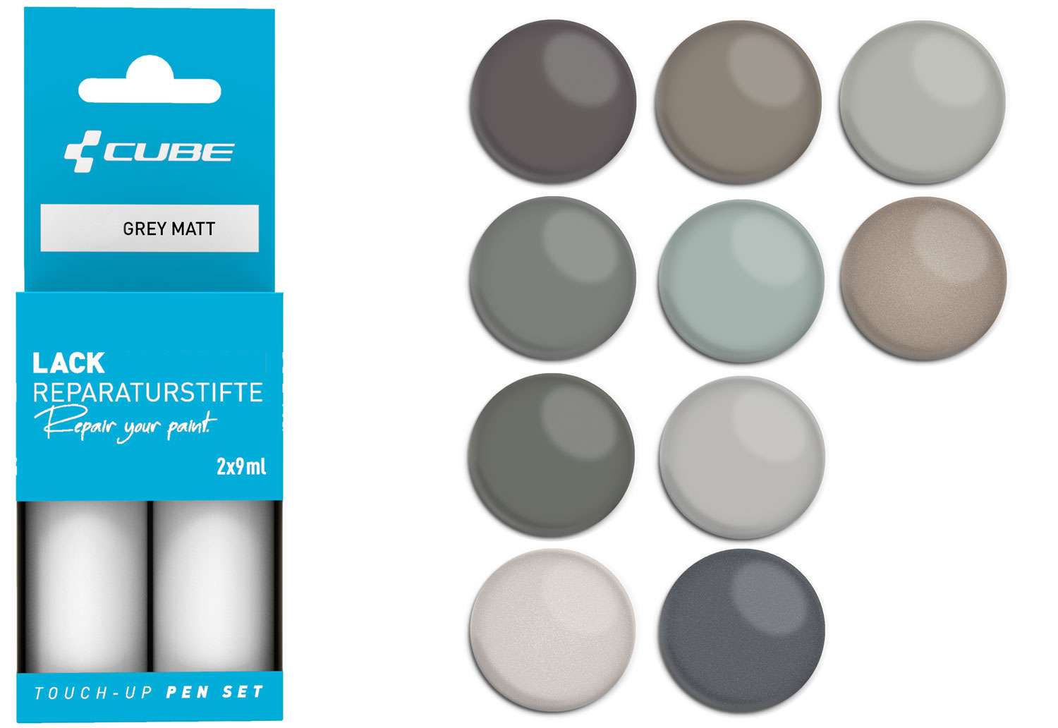 Cube Lackstift-Set grau matt