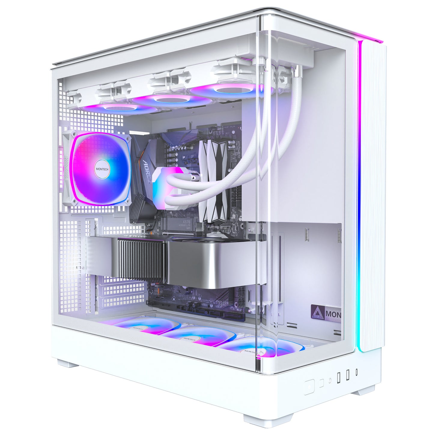 Montech King 45 Pro Midi-Tower-Gehäuse (weiß | 2x USB-A | 1x USB-C | RGB | Fenster)