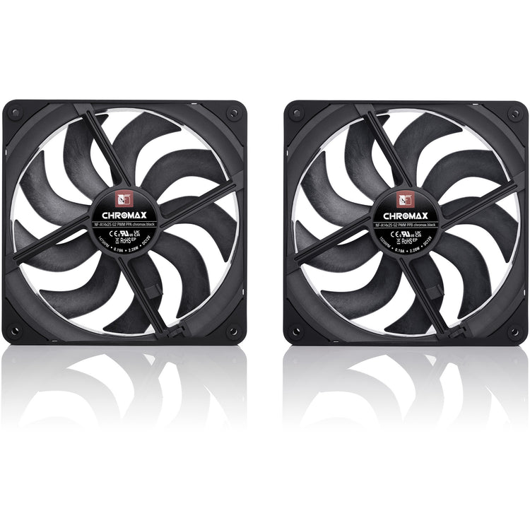Noctua nf-a14x25 g2 pwm sx2-pp chromax.black Gehäuselüfter (schwarz, 2 Stück, 140 x 140 x 25 mm)