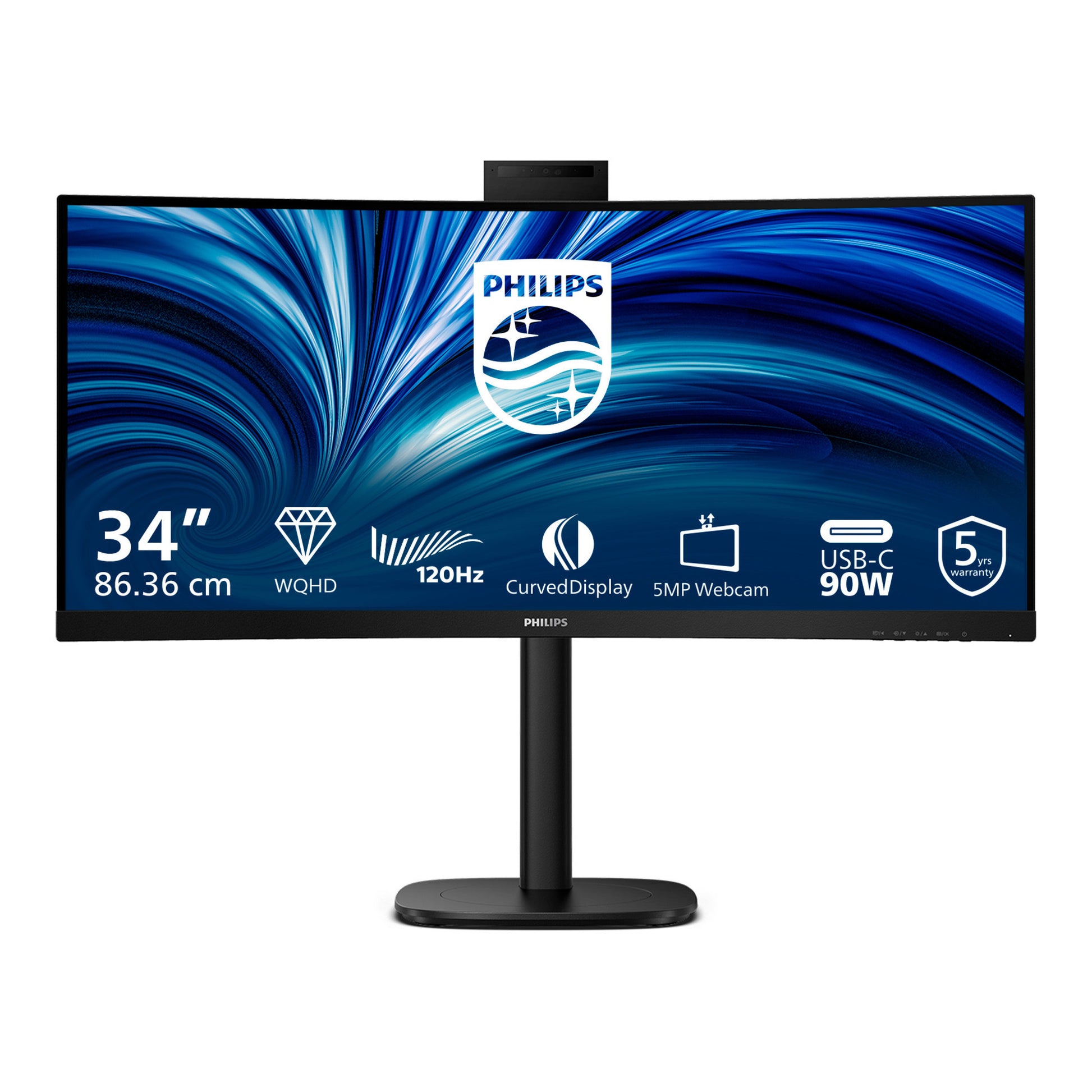 Philips 34b2u3600ch 34 gebogener Ultrawide-Monitor (schwarz, 2x HDMI, Display-Port, 3x USB-A, USB-B, USB-C, RJ-45)