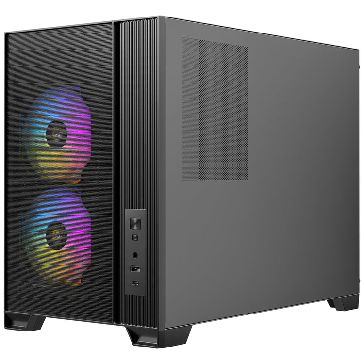 Antec Flux M Mini-Tower-Gehäuse (schwarz | 1x USB-A | 1x USB-C | gehärtetes Glas)