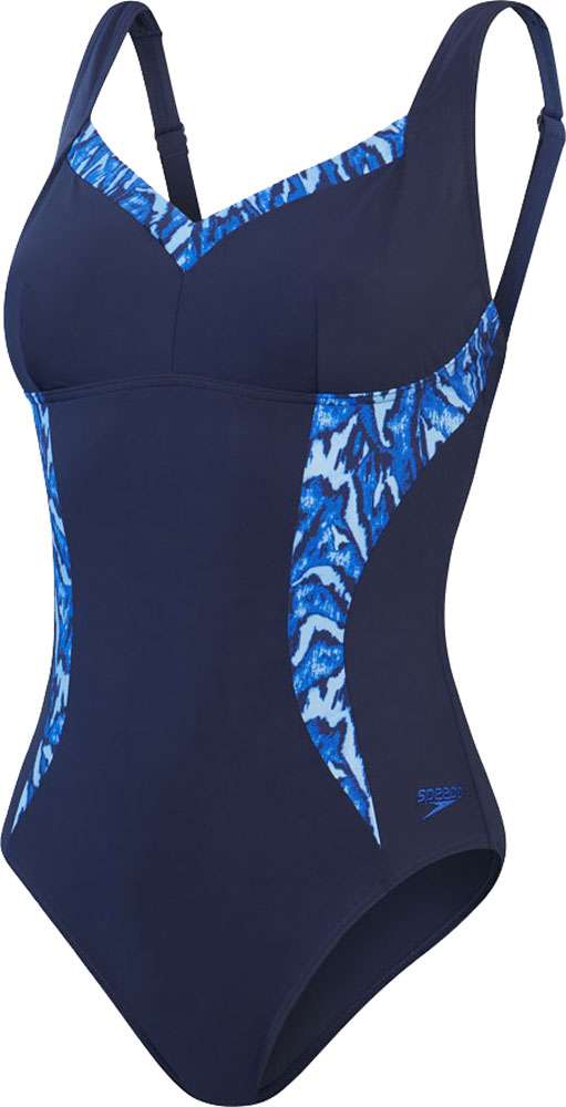 Speedo bedruckter, verstellbarer dünner Träger – Damen-Badeanzug