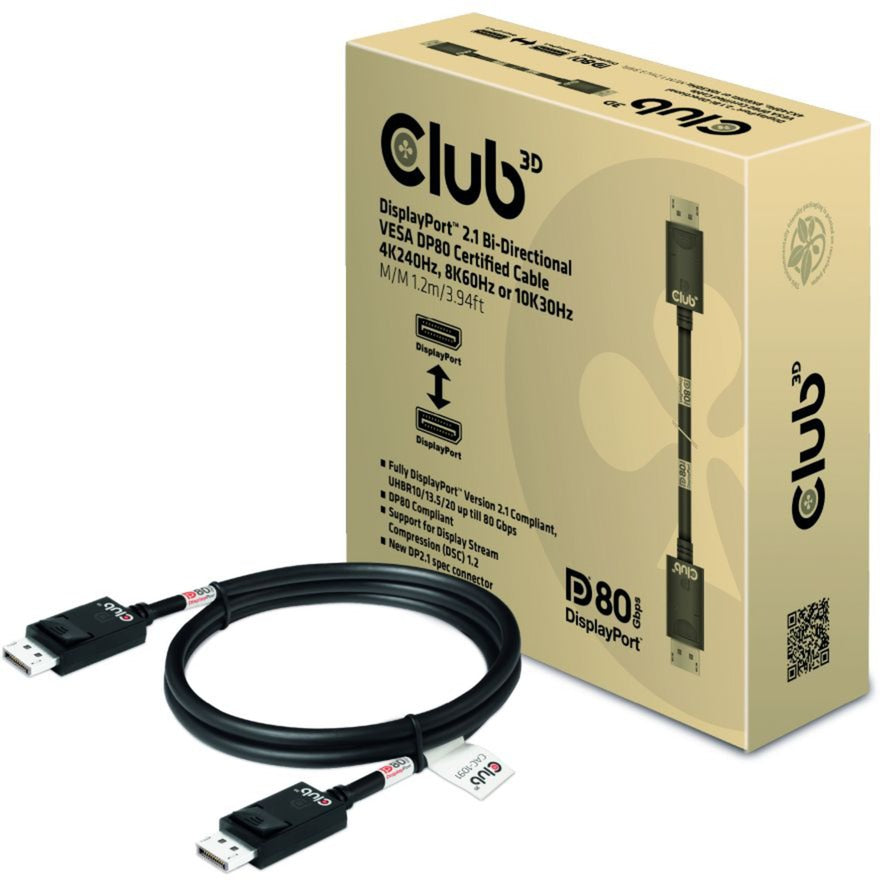 Club 3D DisplayPort 2.1 BI-Direktional VESA DP80 Zertifiziert