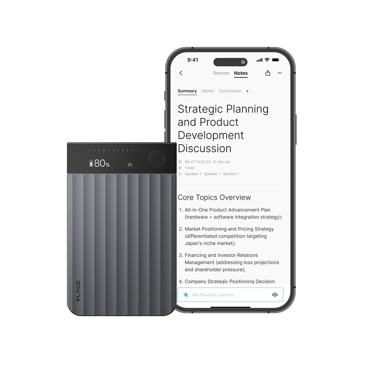 Plaud Note Pro Diktiergerät (schwarz, 64 GB, Bluetooth (BLE 5.4), Dual-Band Wi-Fi (2,4 GHz 5 GHz))