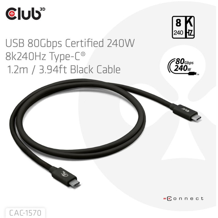 Club 3D USB-C 80Gbit / s zertifiziert 240W 8K 240 Hz