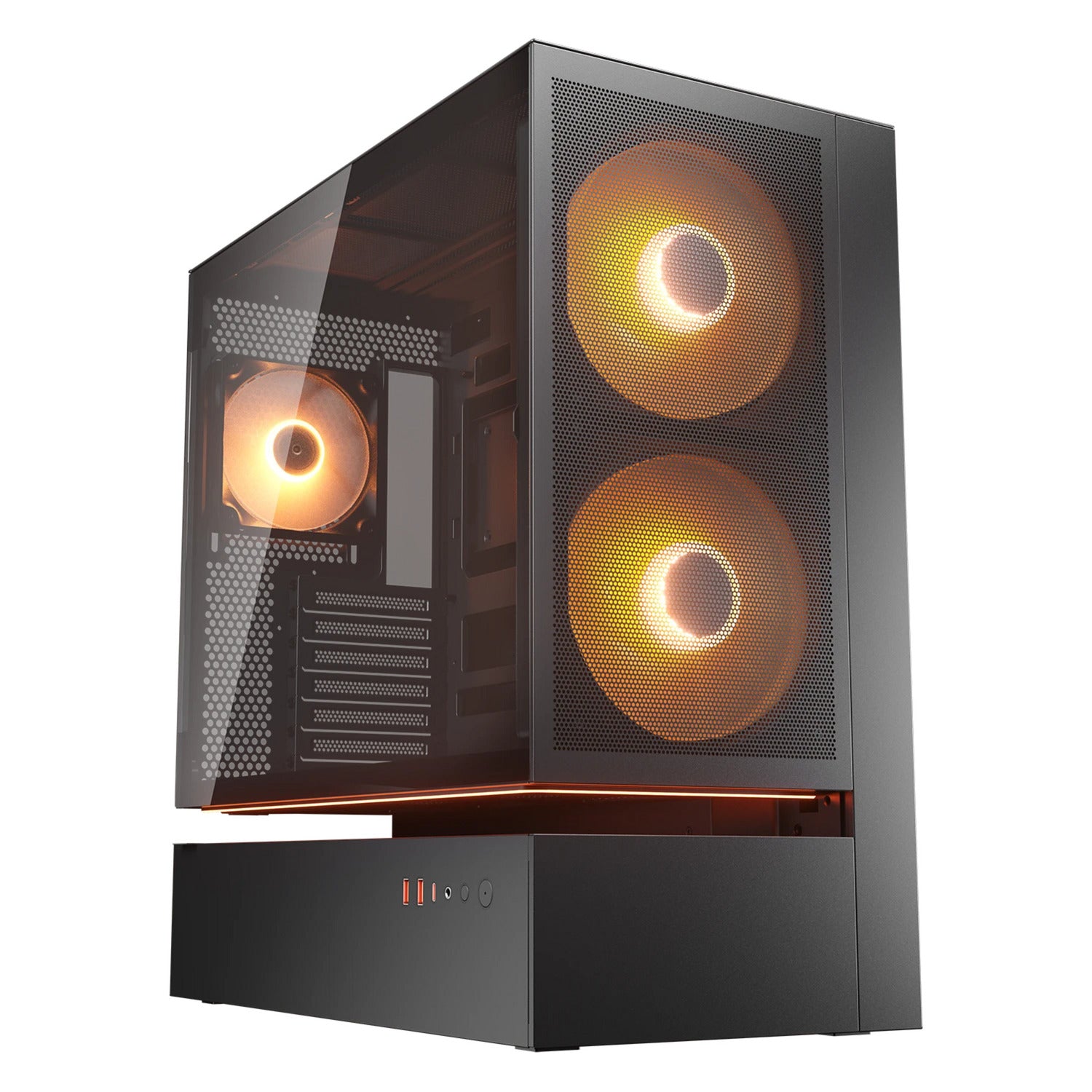 Cougar cfv235 Mesh Midi-Tower-Gehäuse (schwarz | 2x USB-A | 1x USB-C | RGB | gehärtetes Glas)