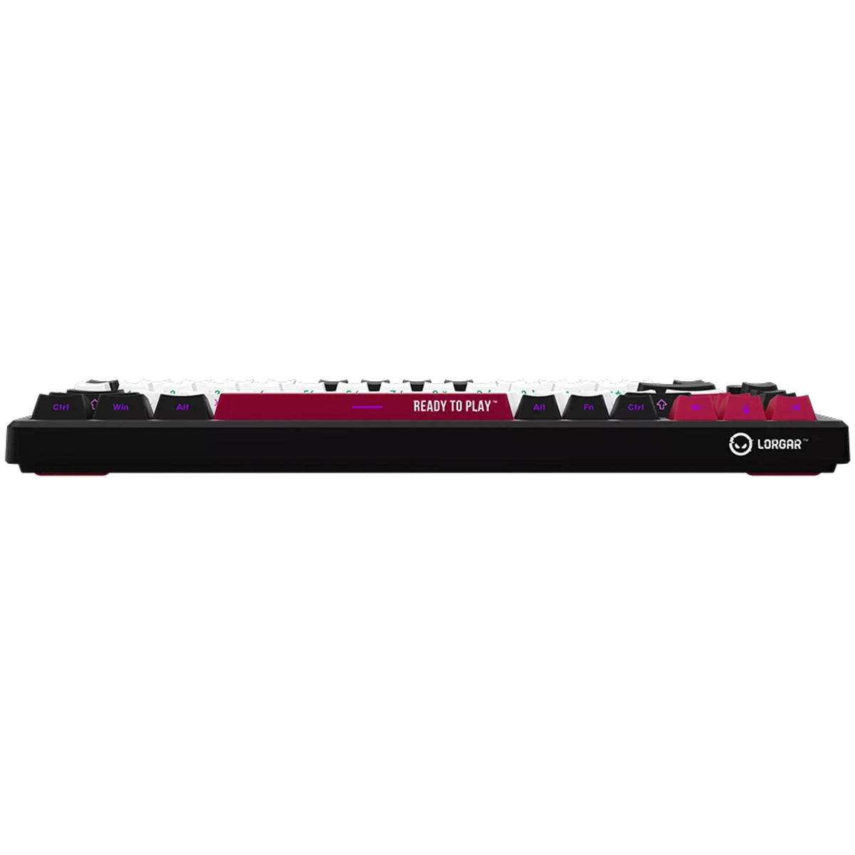 Lorgar kbp7075w, Gaming-Tastatur (schwarz, US-Layout, logar toxic purple, 75 %, RGB, Hot-Swap-fähig, PBT Double-Shot, Bluetooth 2,4 GHz USB)