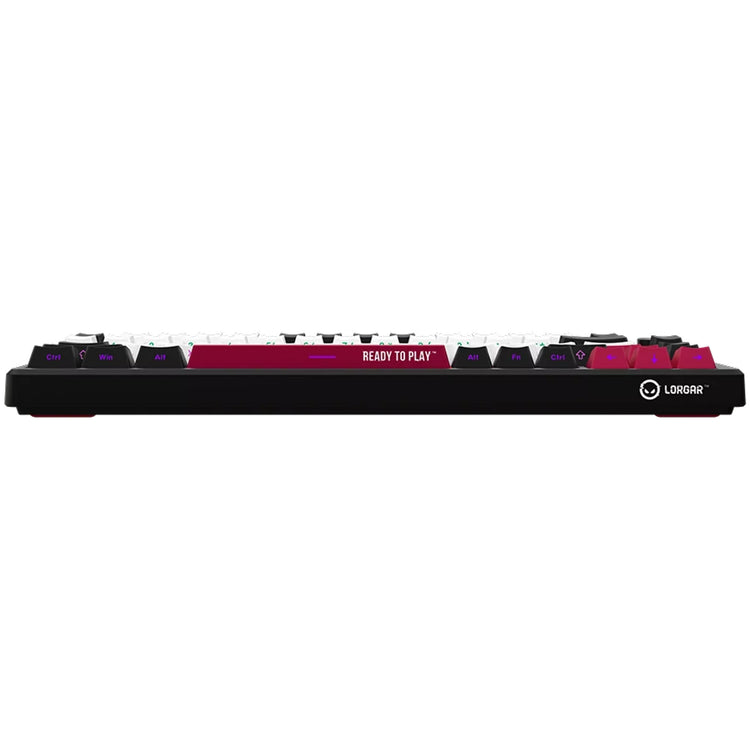 Lorgar kbp7075w, Gaming-Tastatur (schwarz, US-Layout, logar toxic purple, 75 %, RGB, Hot-Swap-fähig, PBT Double-Shot, Bluetooth 2,4 GHz USB)