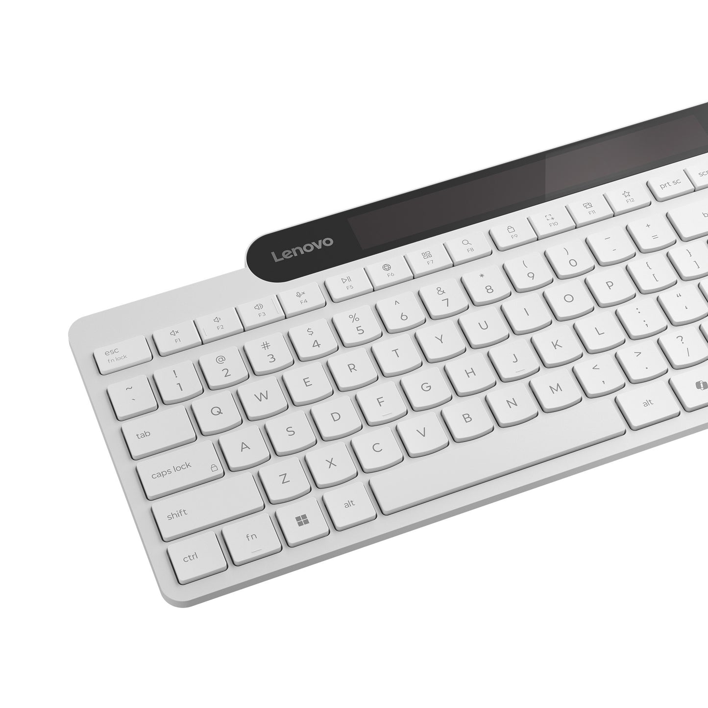 Lenovo 800 selbstladende Bluetooth-Tastatur (weiß, US-Layout (QWERTY), Stößel, 100 %, Stößelschalter, Bluetooth 5.1, USB-C)