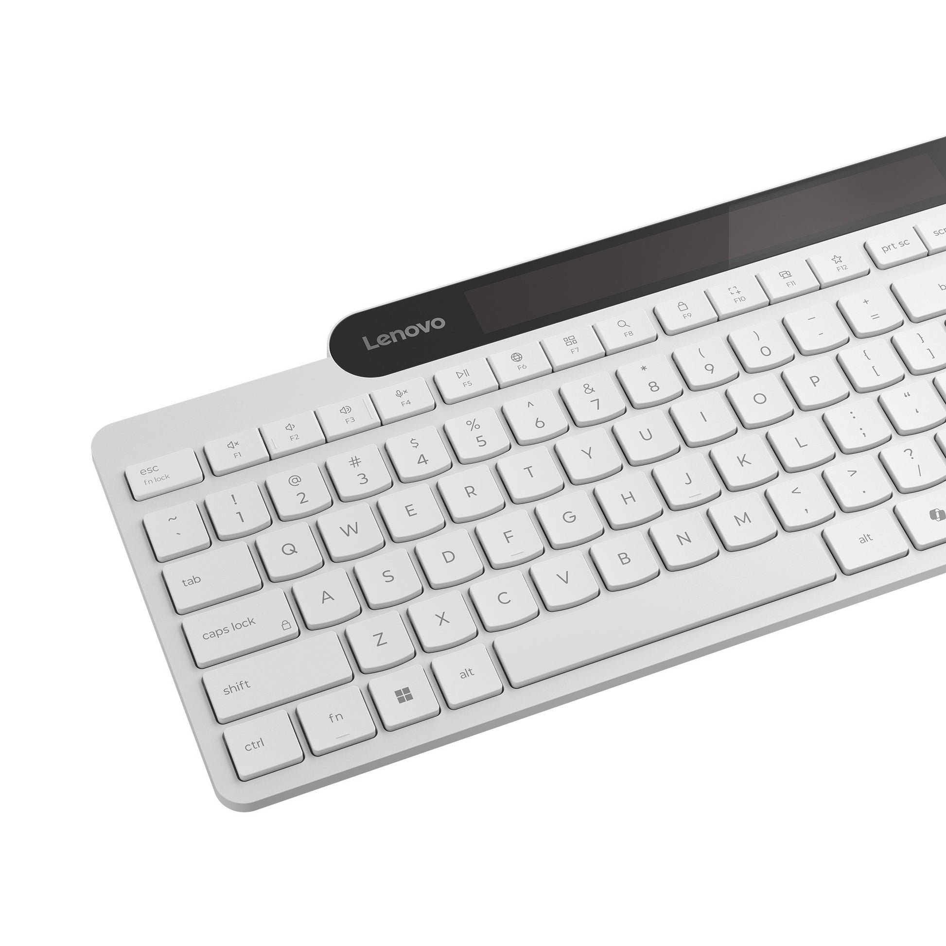 Lenovo 800 selbstladende Bluetooth-Tastatur (weiß, US-Layout (QWERTY), Stößel, 100 %, Stößelschalter, Bluetooth 5.1, USB-C)